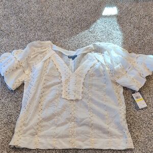 Democracy White and Gold Blouse